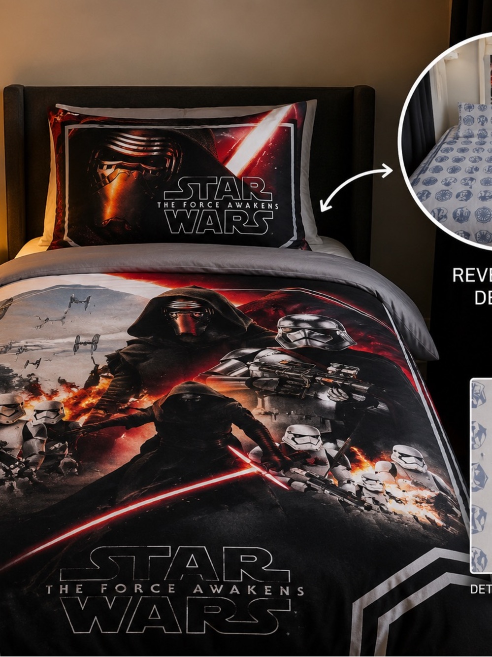 Rare Disney Star Wars Black & Red The Force Awakens Duvet Cover